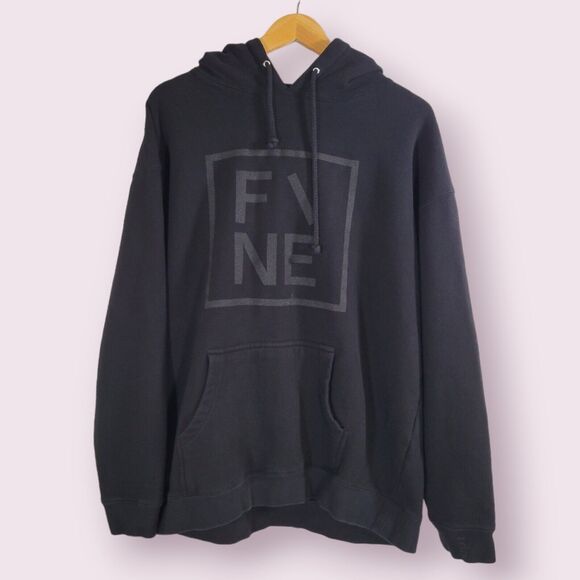 FINE APPAREL Black Hoodie Sz XL Heavyweight Fleece Lined Collab 001 Sweatshirt - Picture 8 of 9
